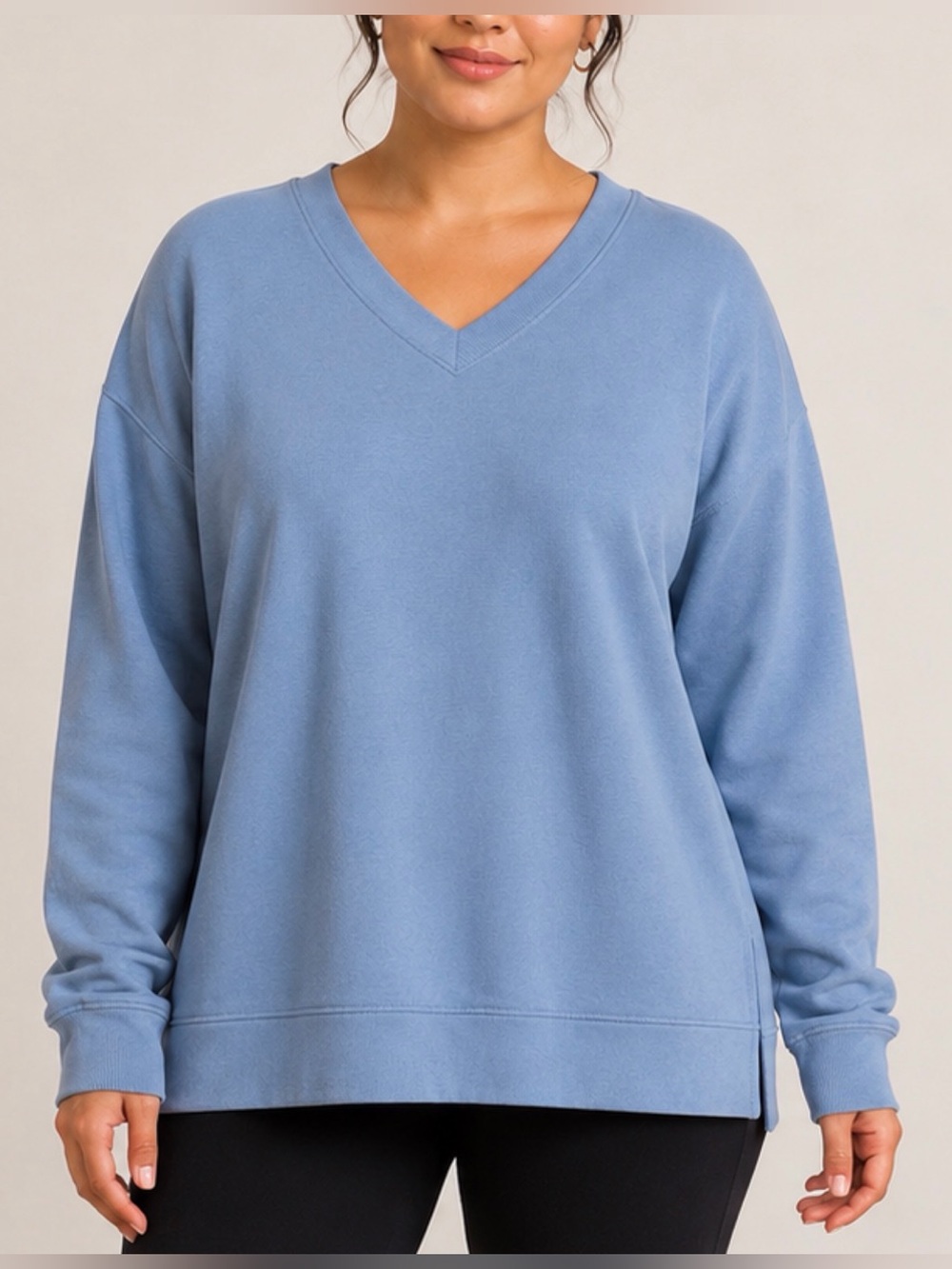 Danskin Pacific Blue V-Neck Sweatshirt Pullover